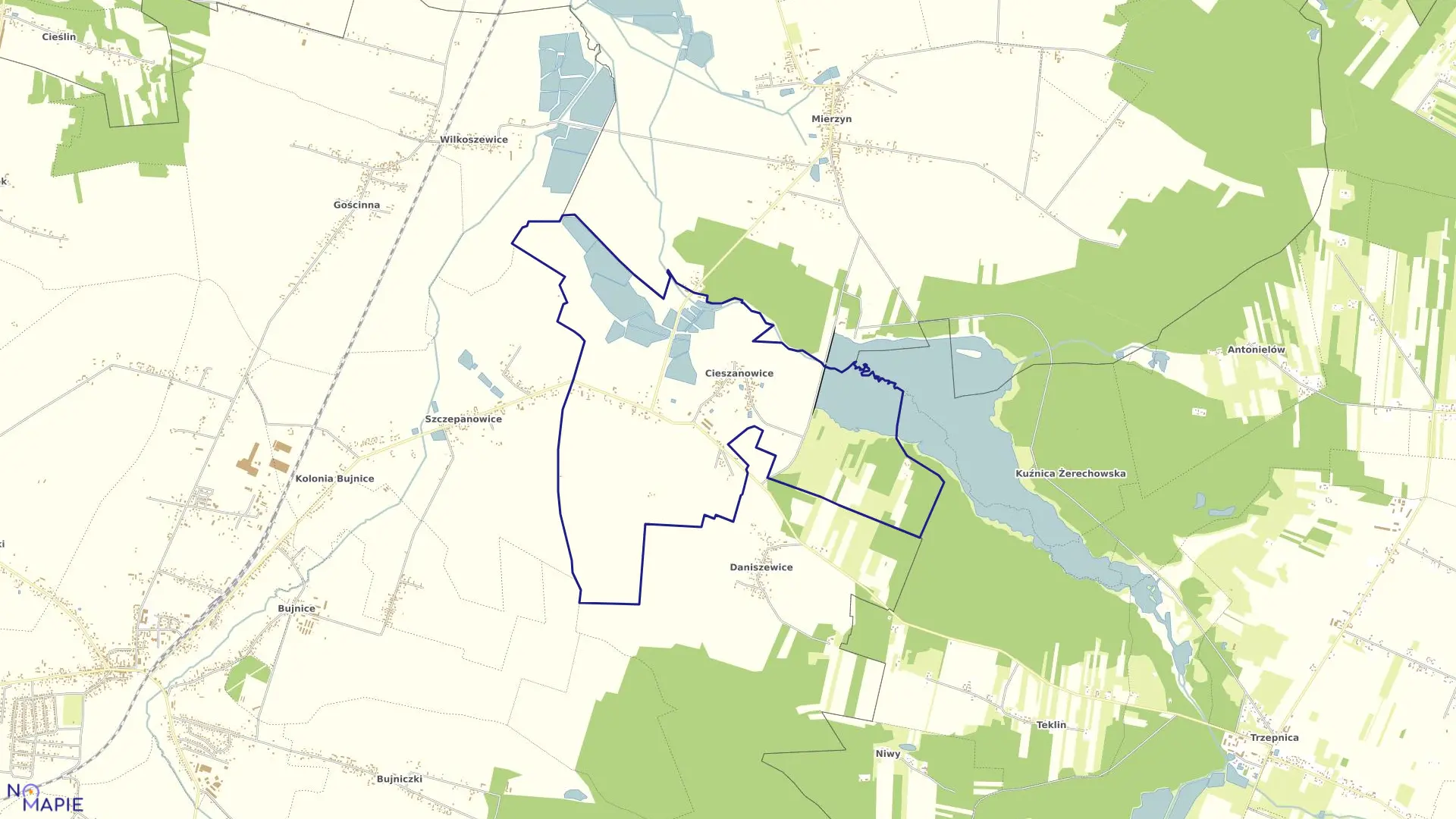 Mapa obrębu CIESZANOWICE w gminie Gorzkowice