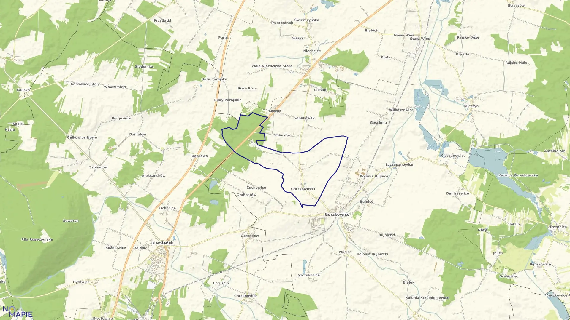 Mapa obrębu GORZKOWICZKI w gminie Gorzkowice